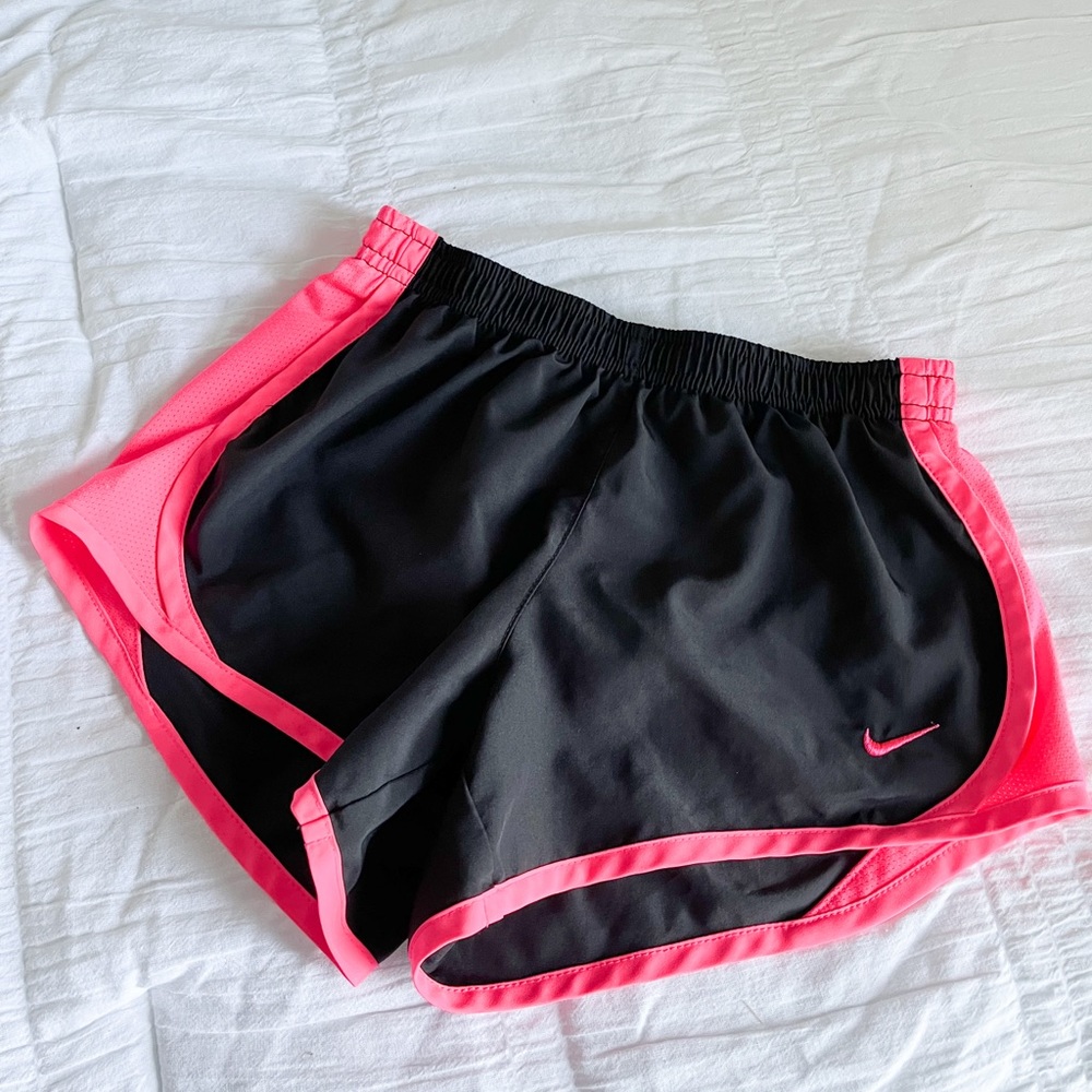 Girls Nike Ray Tempo Black & Pink Athletic Running Shorts